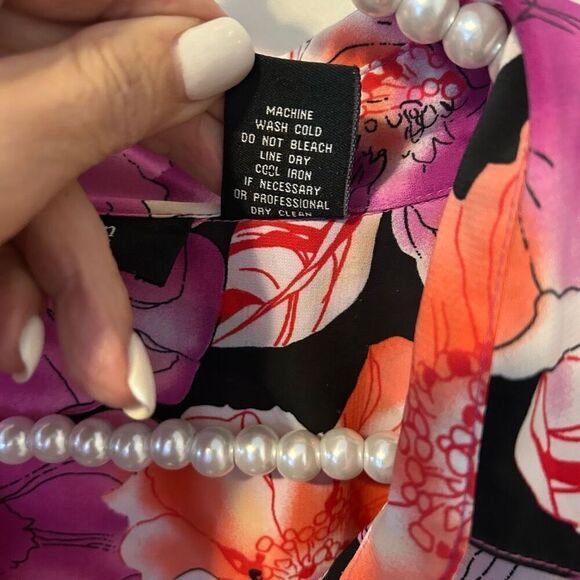 Allison Morgan woman 3X Button Up Top Floral Beach Summer Flowy Loose fairy plus - Picture 8 of 11